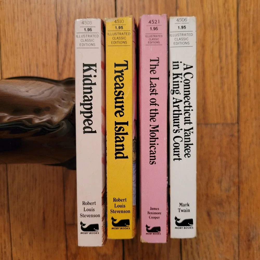 4 Vintage Moby Books‎ Illustrated Classic Editions Treasure Island Kidnapped